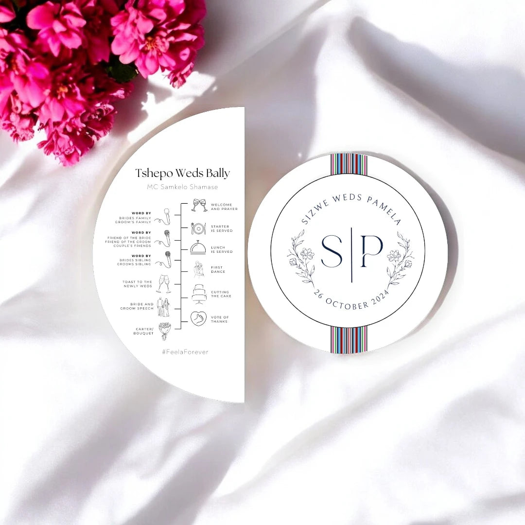 2 Piece Moon & Circle Wedding Program & Menu