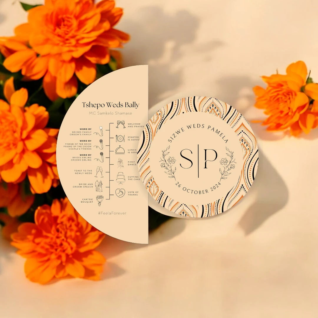 2 Piece Moon & Circle Wedding Program & Menu
