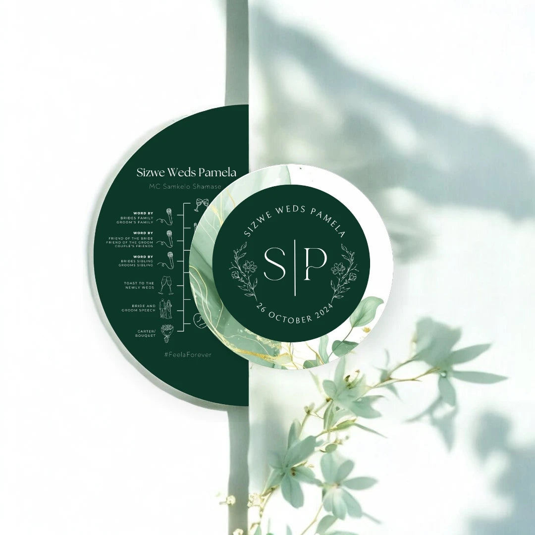2 Piece Moon & Circle Wedding Program & Menu