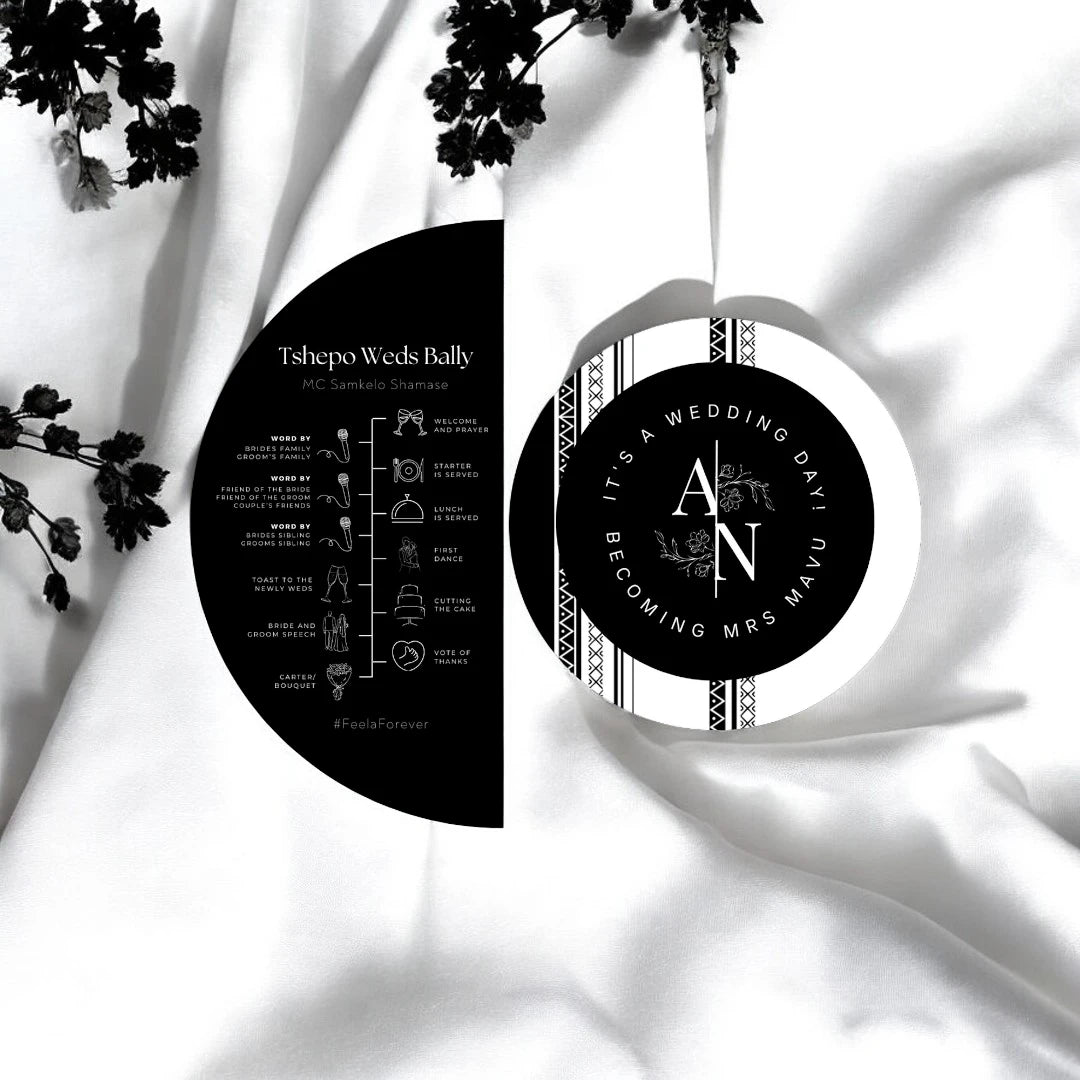 2 Piece Moon & Circle Wedding Program & Menu