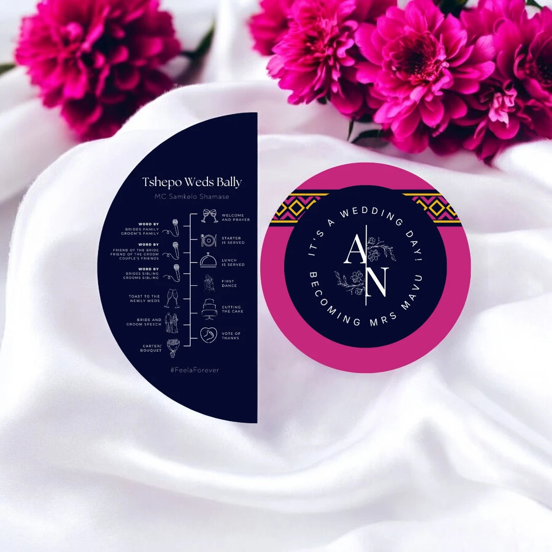 2 Piece Moon & Circle Wedding Program & Menu