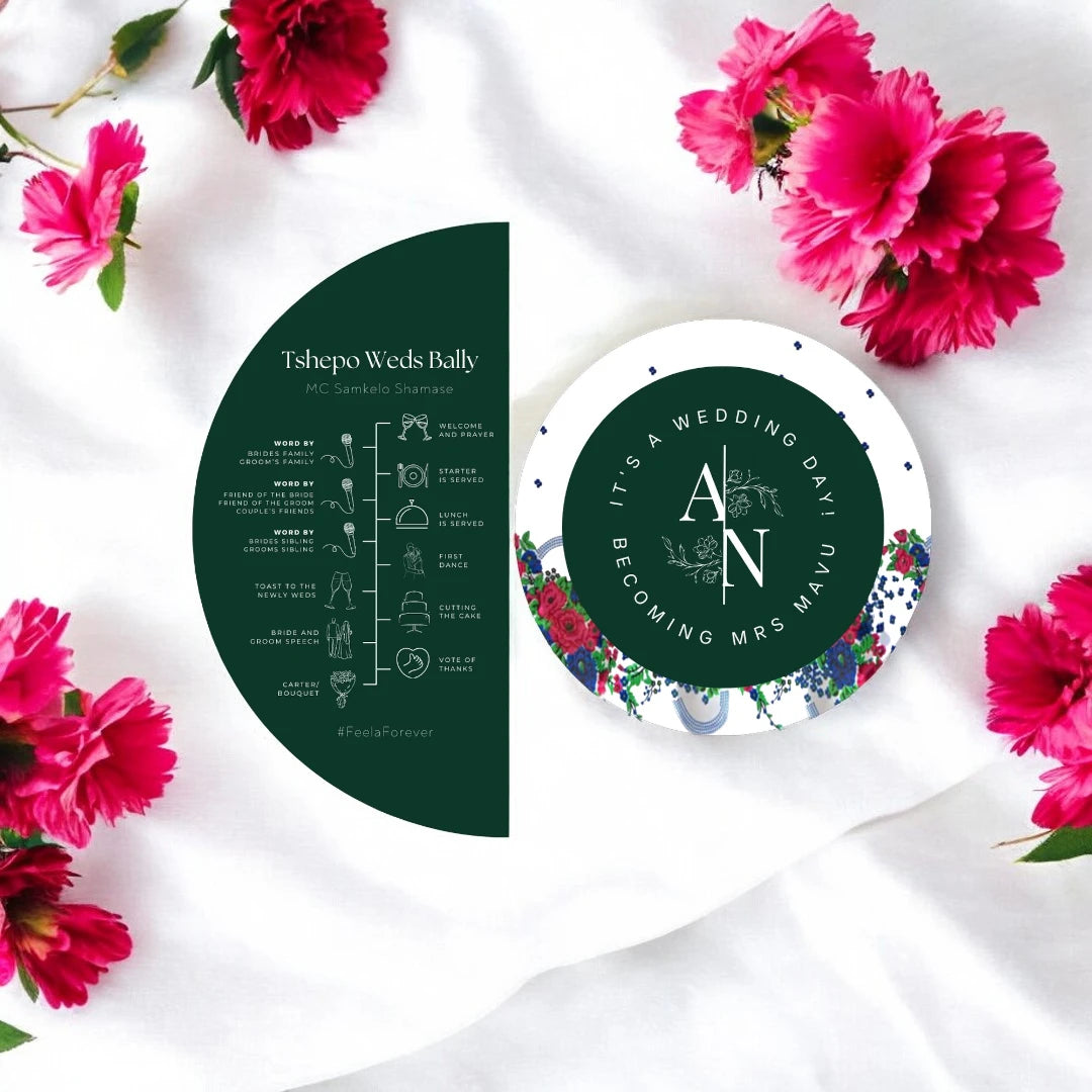 2 Piece Moon & Circle Wedding Program & Menu